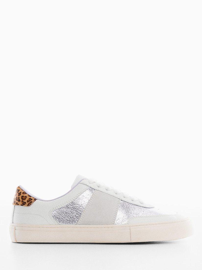 Mango Silvia Leather Trainers, White