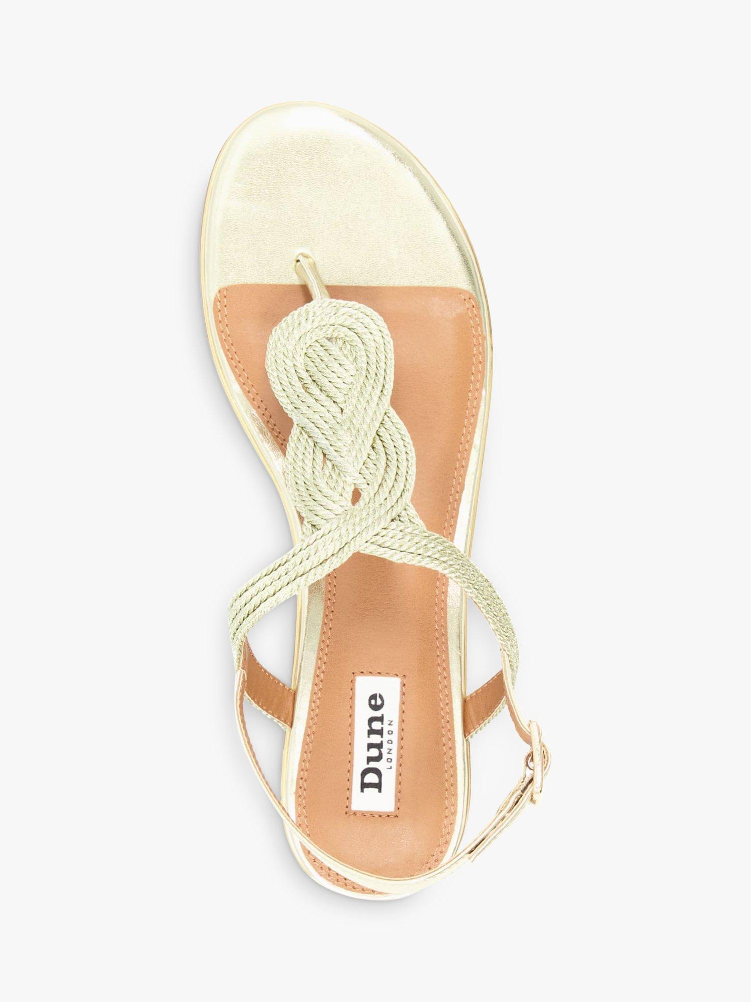 Product image 2 of 4, which shows Dune London Logics Twist Toe Post Sandals, Gold, 3