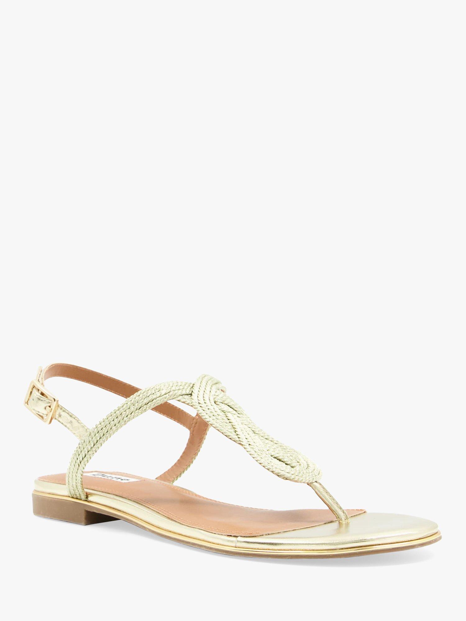 Product image 3 of 4, which shows Dune London Logics Twist Toe Post Sandals, Gold, 3
