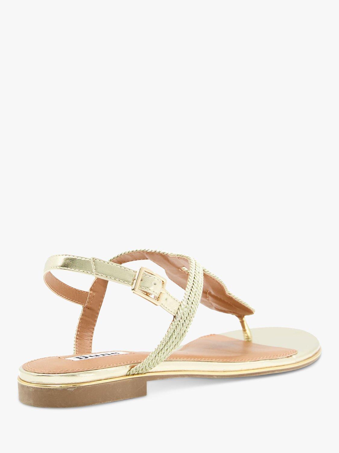 Product image 4 of 4, which shows Dune London Logics Twist Toe Post Sandals, Gold, 3