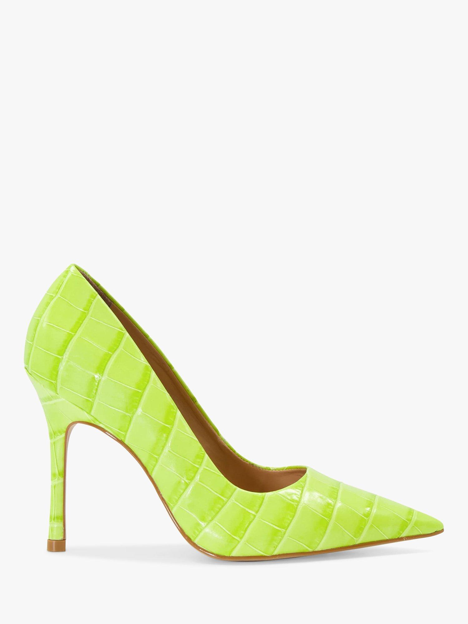Dune Bento Leather Stiletto Heel Court Shoes, Lime Green, 3