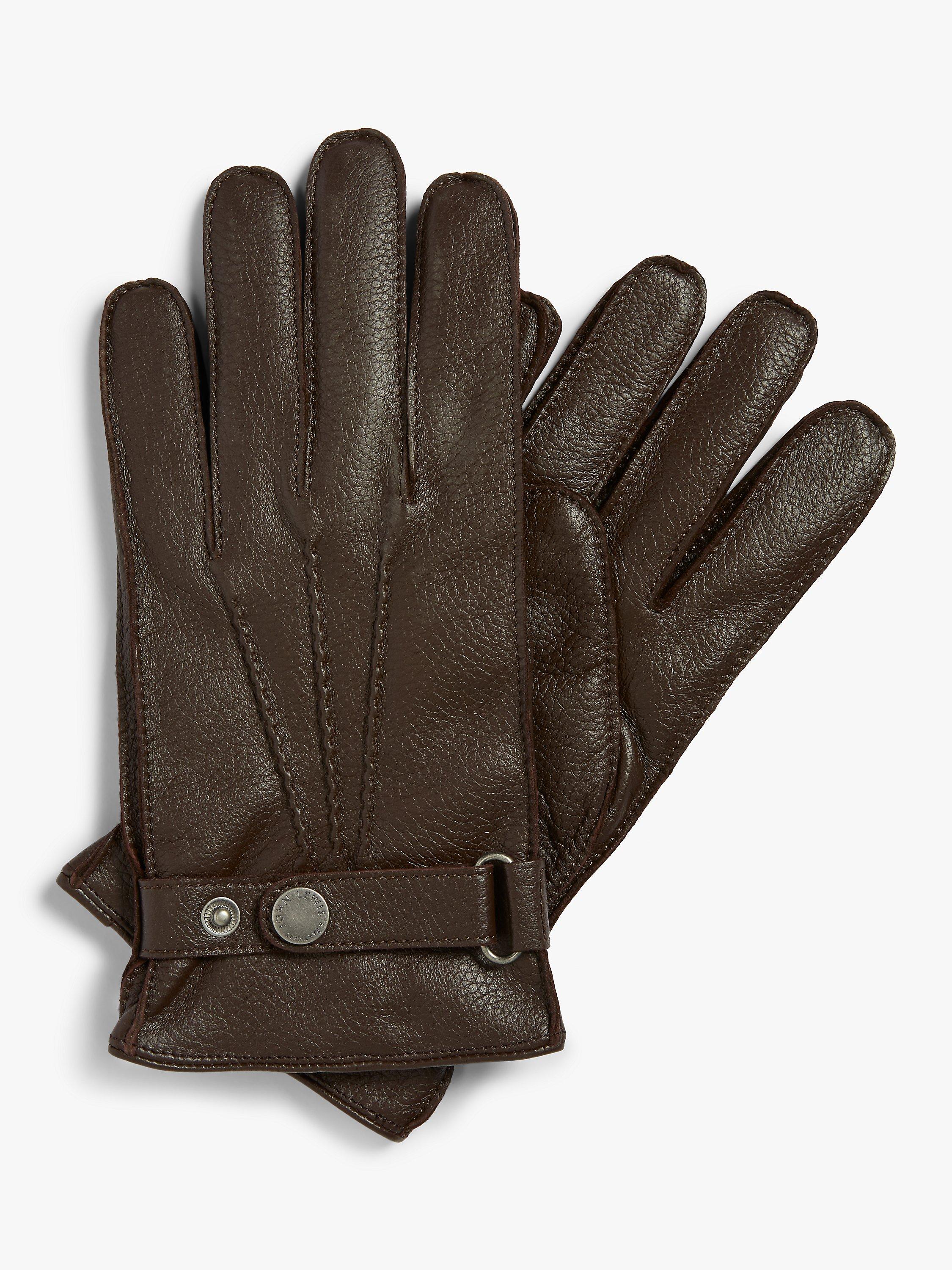 John Lewis Premium Leather Gloves, Brown