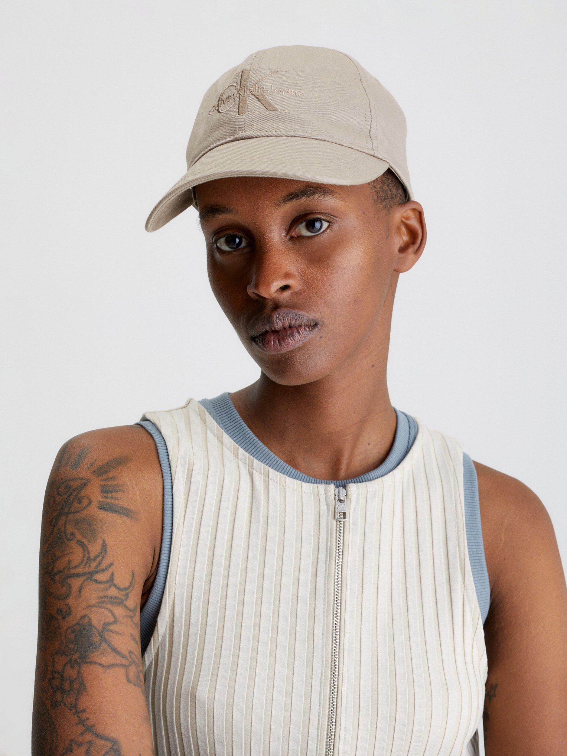 Calvin Klein Monogram Logo Organic Cotton Cap, Dune, One Size
