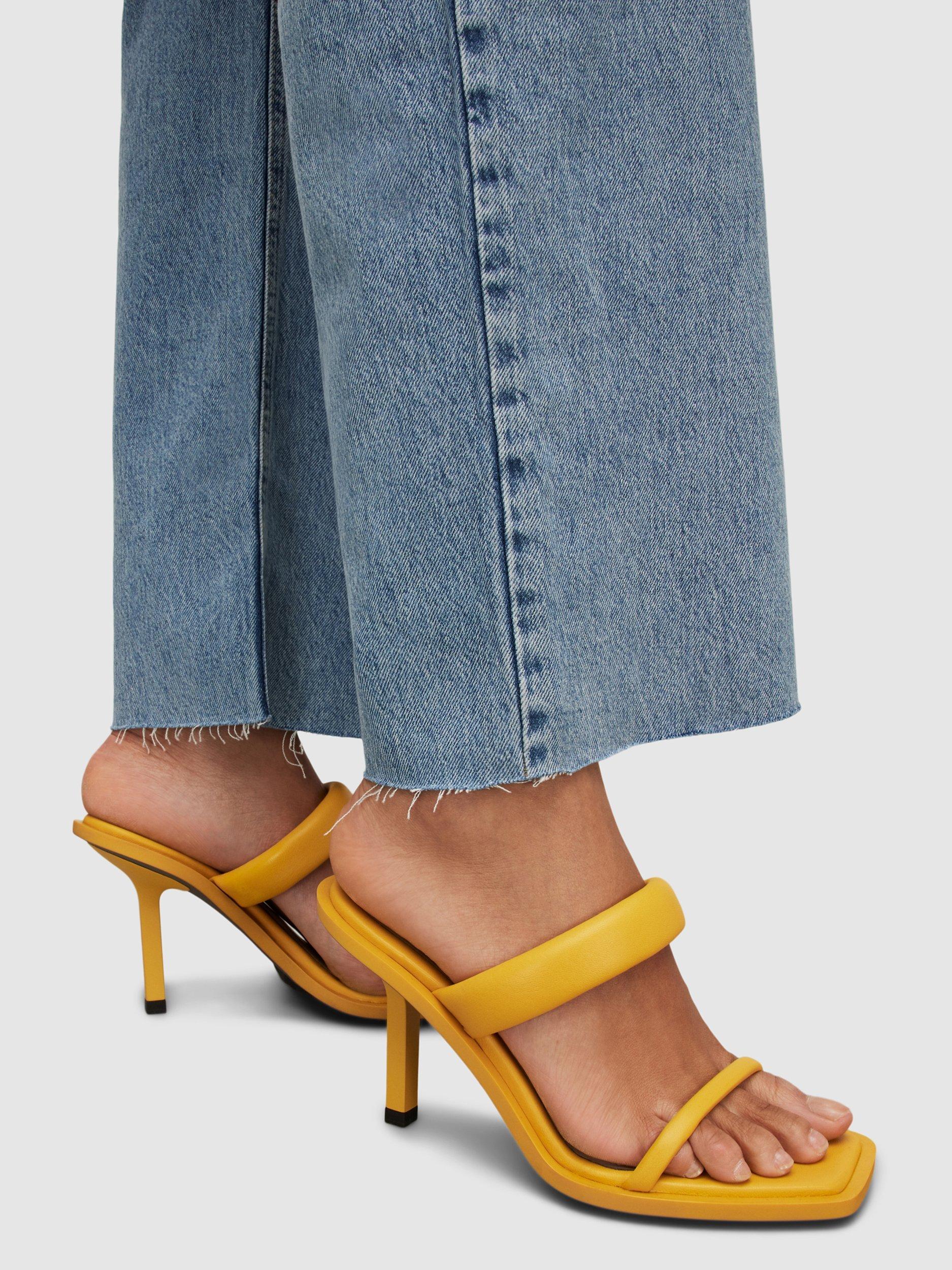 AllSaints Ava Leather Heeled Sandals, Yellow