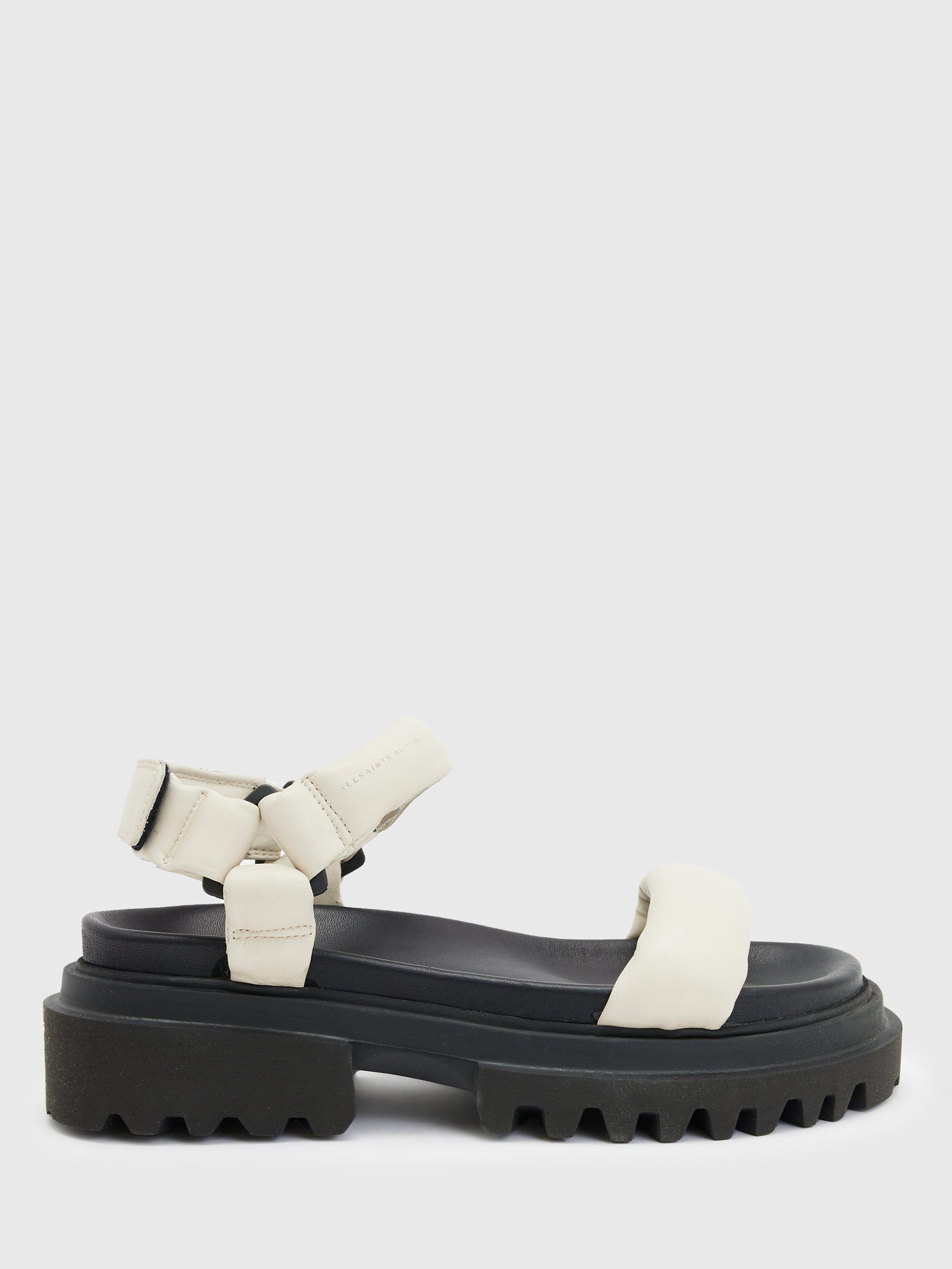 AllSaints Helium Leather Sandals, Chalk White