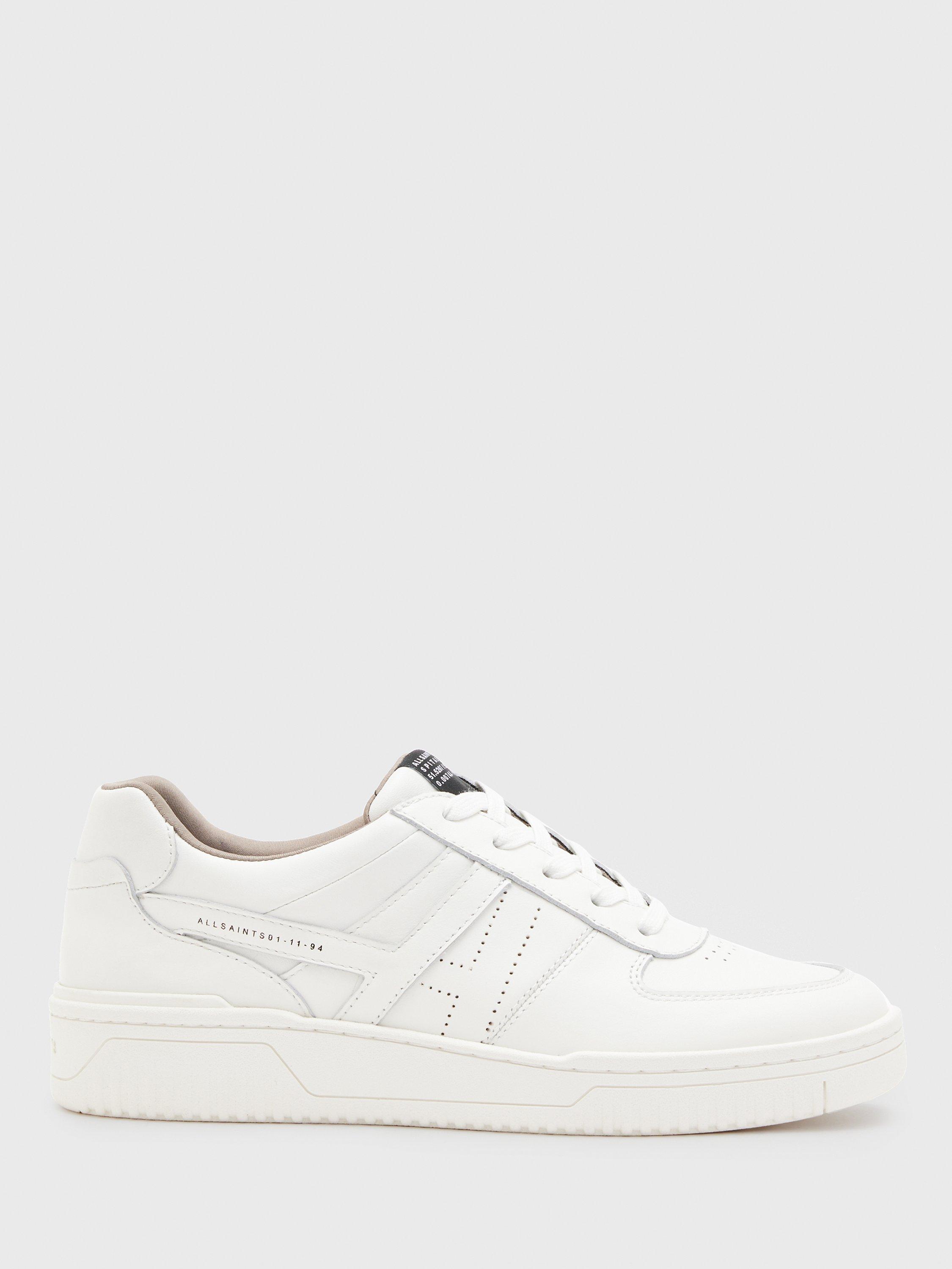 Product image 1 of 5, which shows AllSaints Vix Low Top Leather Trainers, White, 3