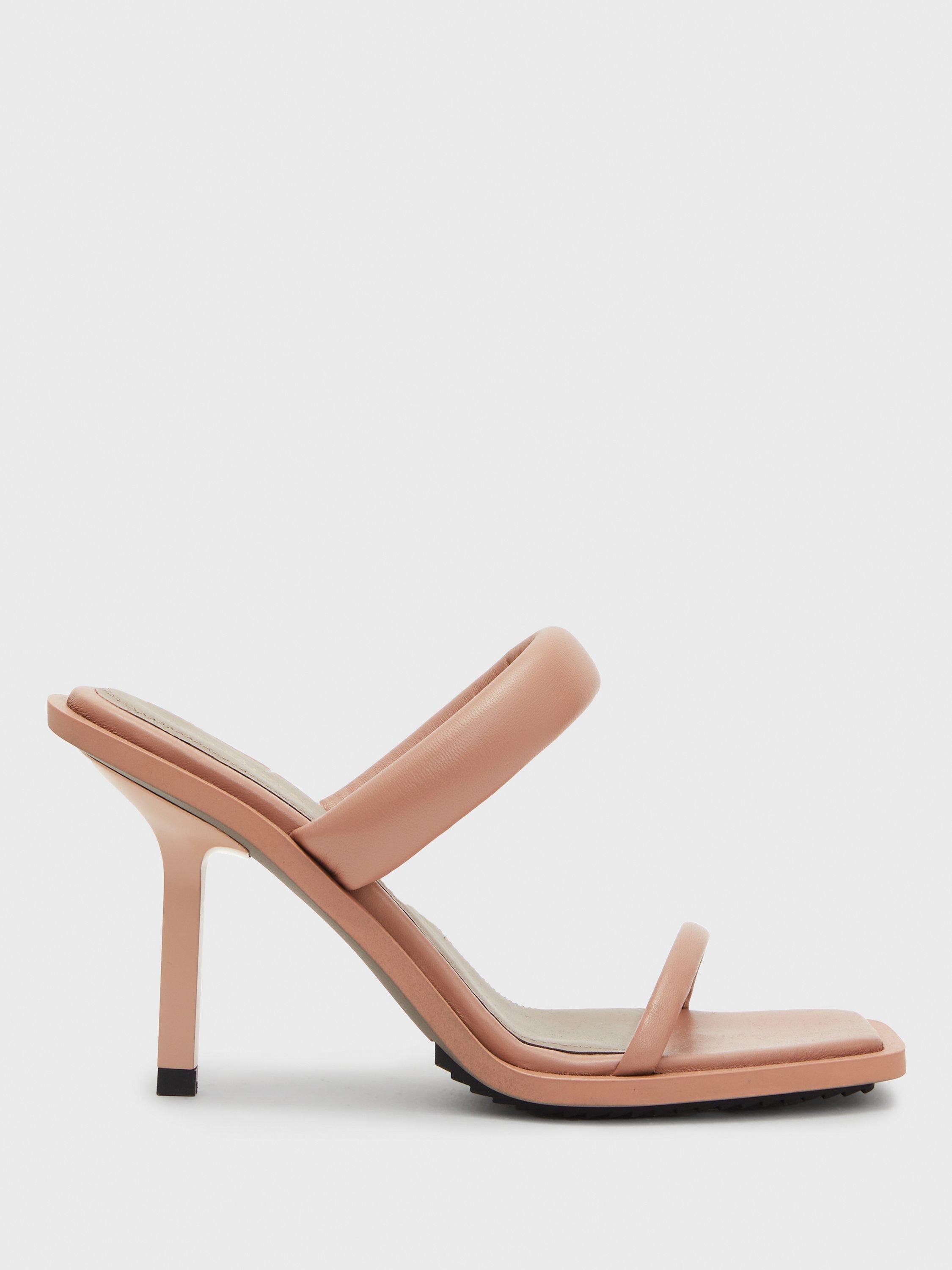 AllSaints Ava Leather Heeled Sandals, Pink