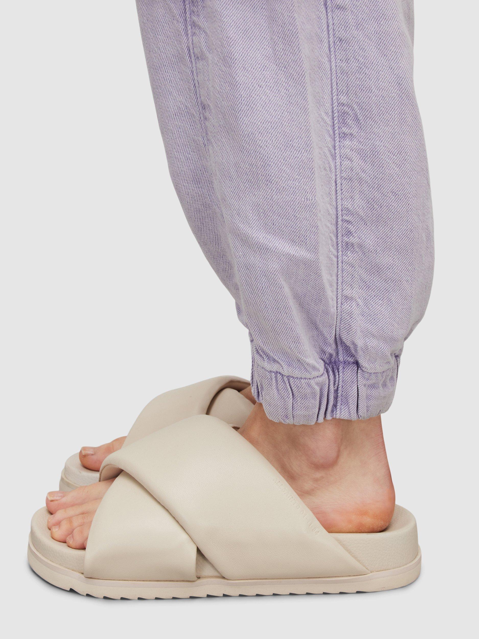 AllSaints Saki Cross Strap Leather Slider Sandals, Chalk White