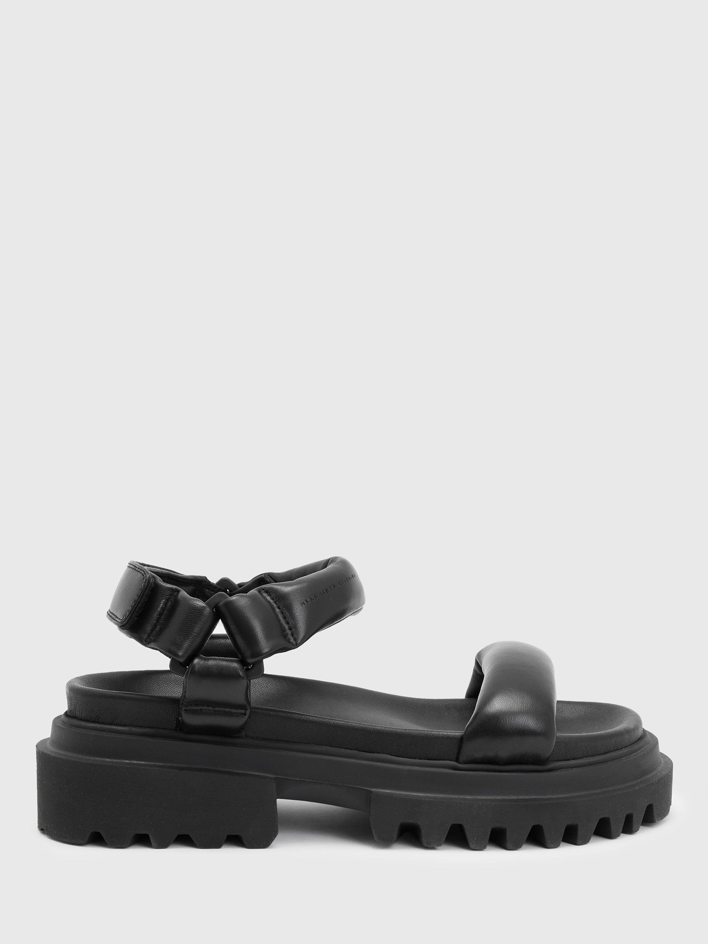 AllSaints Helium Leather Sandals, Black