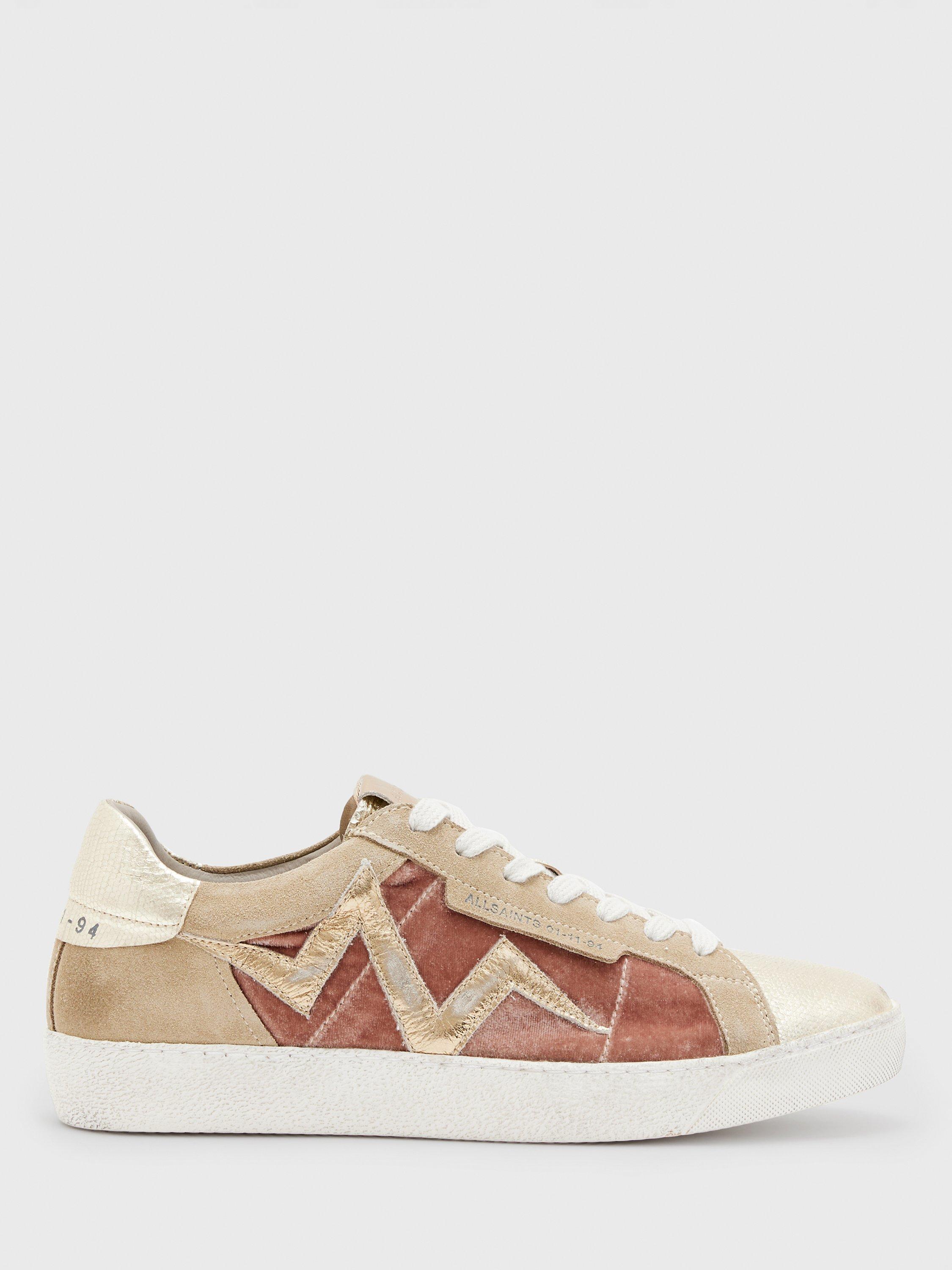 AllSaints Sheer Bolt Leather Trainers, Pink