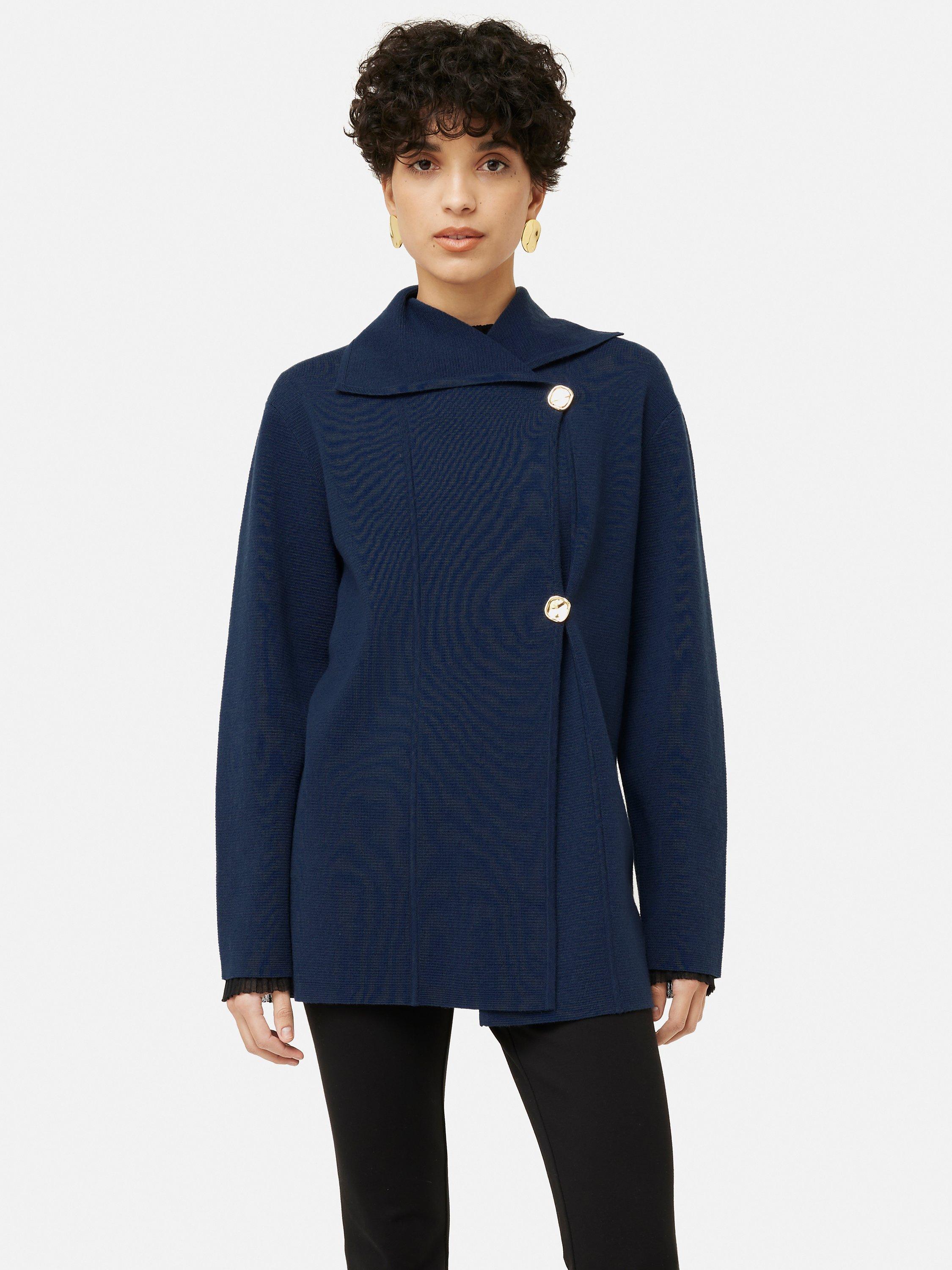 Jigsaw Milano Wool Blend Cardigan, Navy
