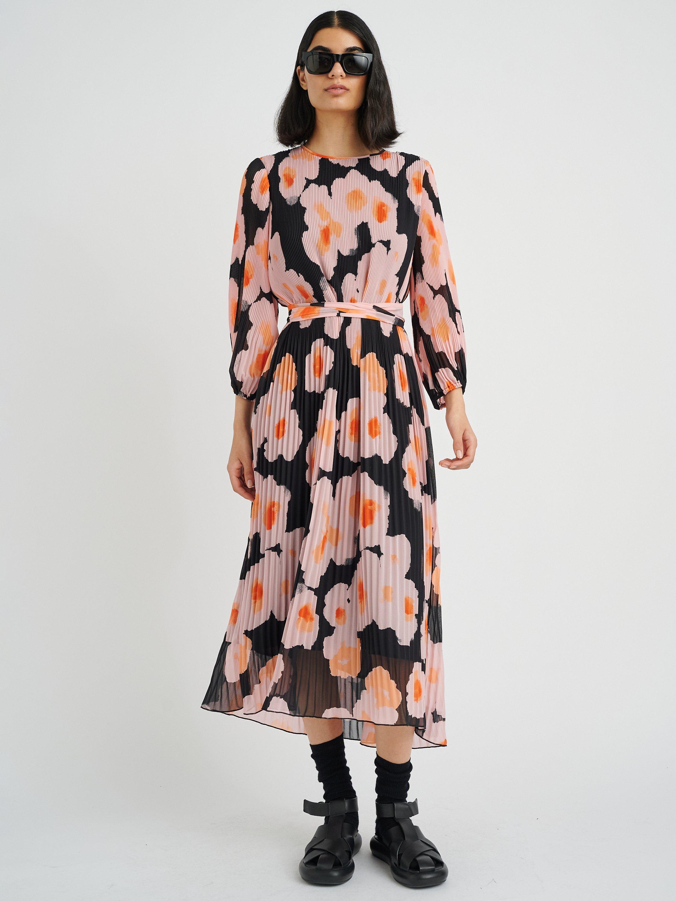 InWear Desdra Relaxed Fit Pleated Midi Dress, Pink