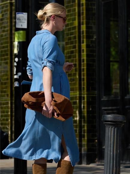 Isabella Oliver Kelsy Tencel Maternity Dress - view 2, Mid Indigo