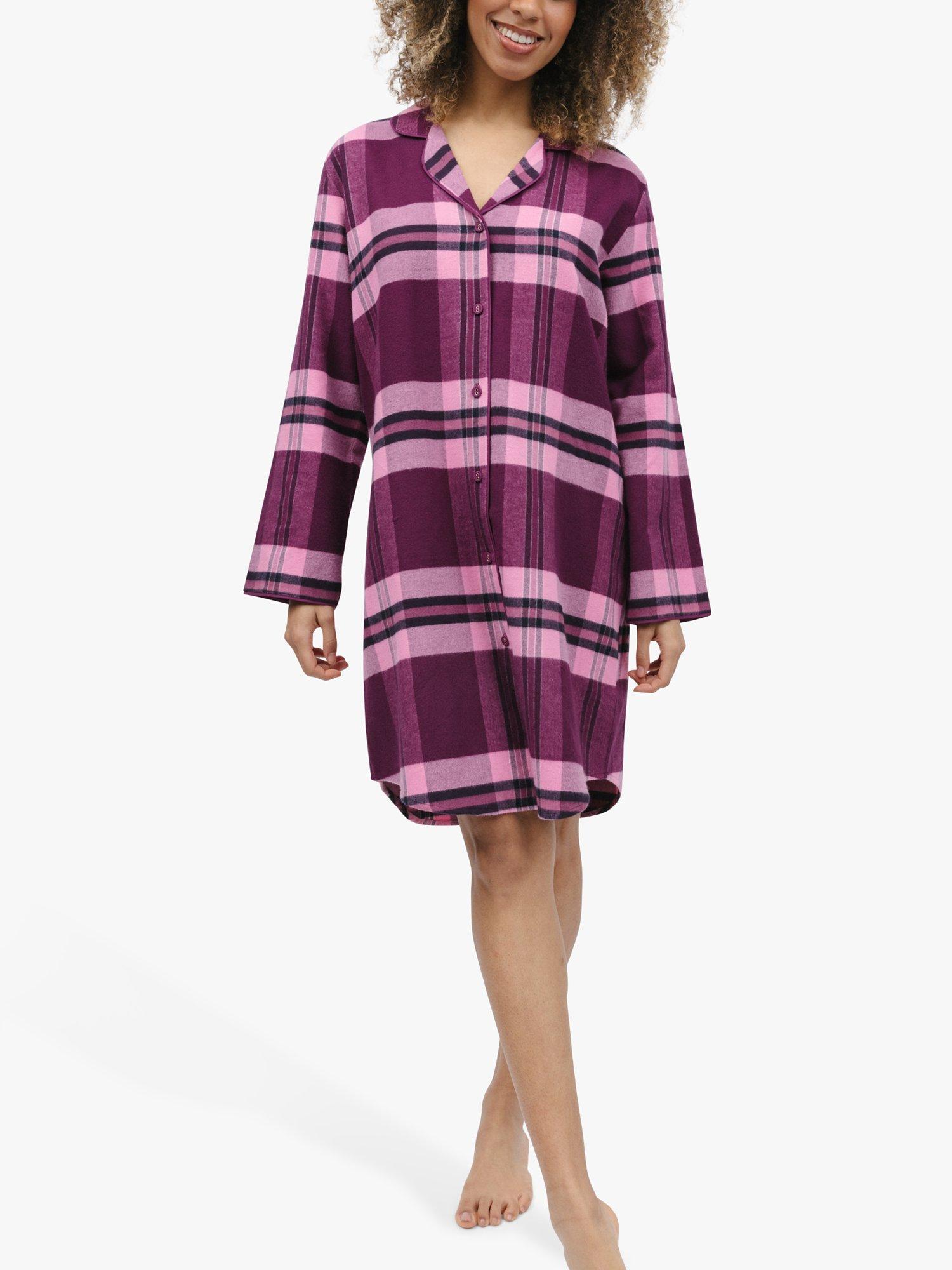 Cyberjammies Eve Check Nightshirt, Dark Magenta