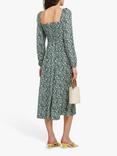 o.p.t Lenon Side Slit Midi Floral Dress, Forest/White, Forest/White