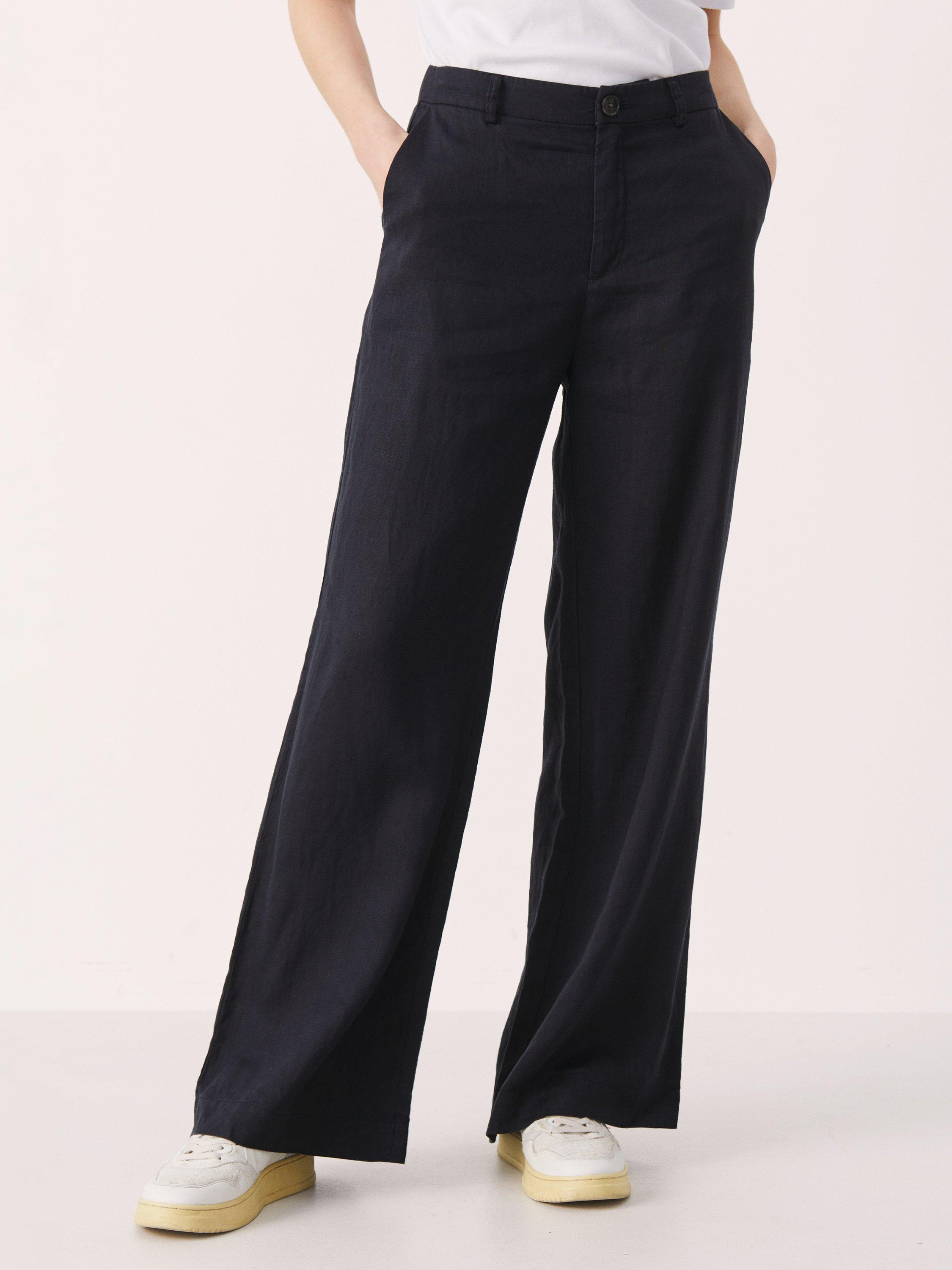 Product image 1 of 6, which shows Part Two Ninnes Wide Leg Trousers, Dark Navy, 8