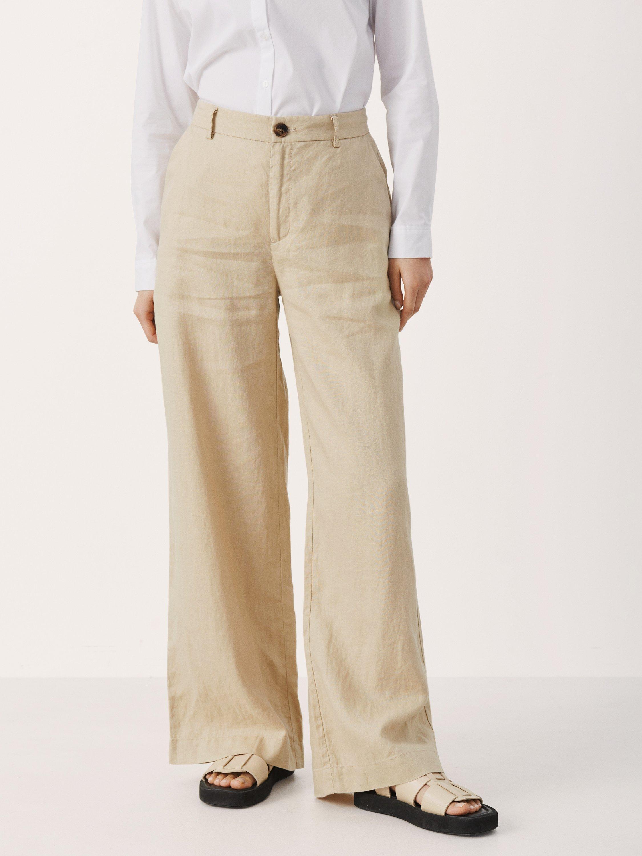 Product image 1 of 6, which shows Part Two Ninnes Wide Leg Trousers, White Pepper, 16