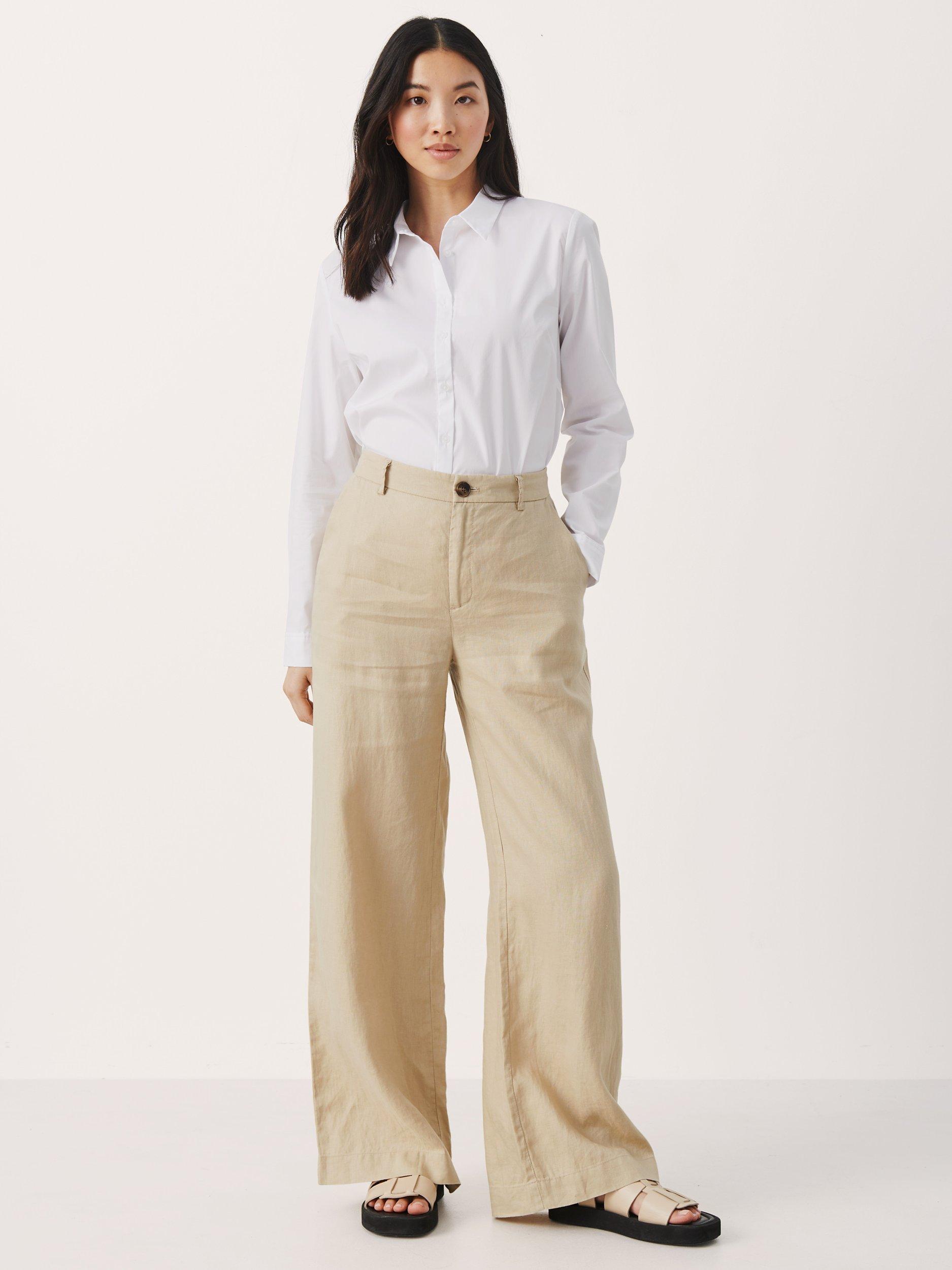 Product image 3 of 6, which shows Part Two Ninnes Wide Leg Trousers, White Pepper, 16
