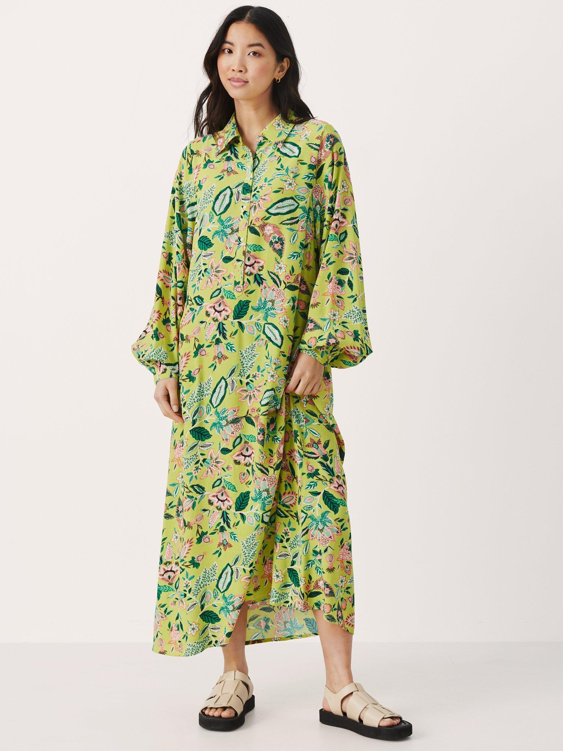 Part Two Shira Relaxed Fit Long Sleeve Shirt Dress, Green 