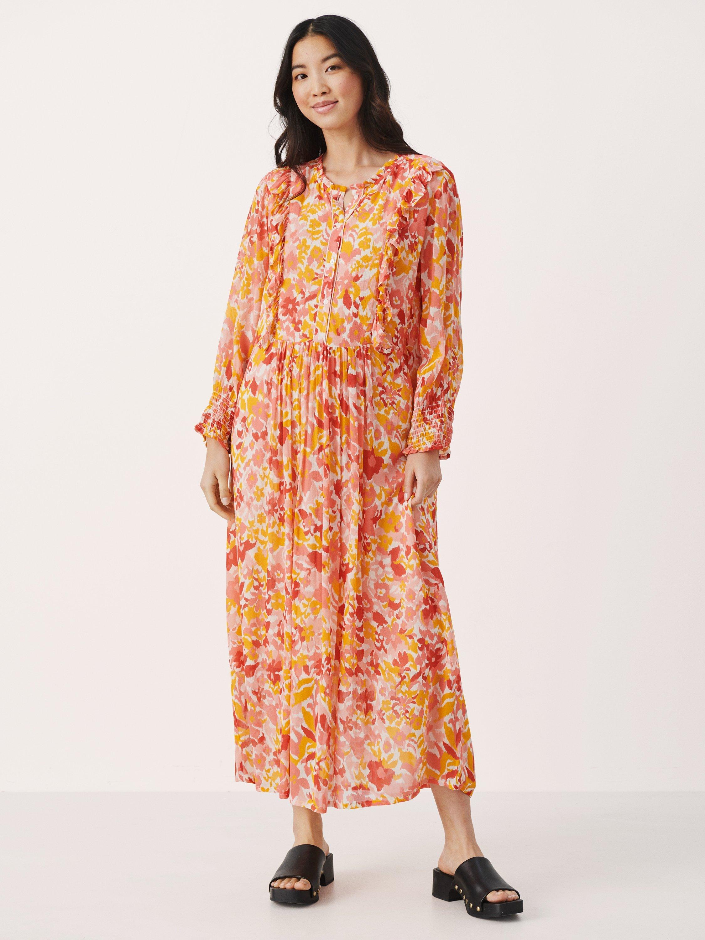 Part Two Sila Floral Long Sleeve Maxi Dress, Pink 