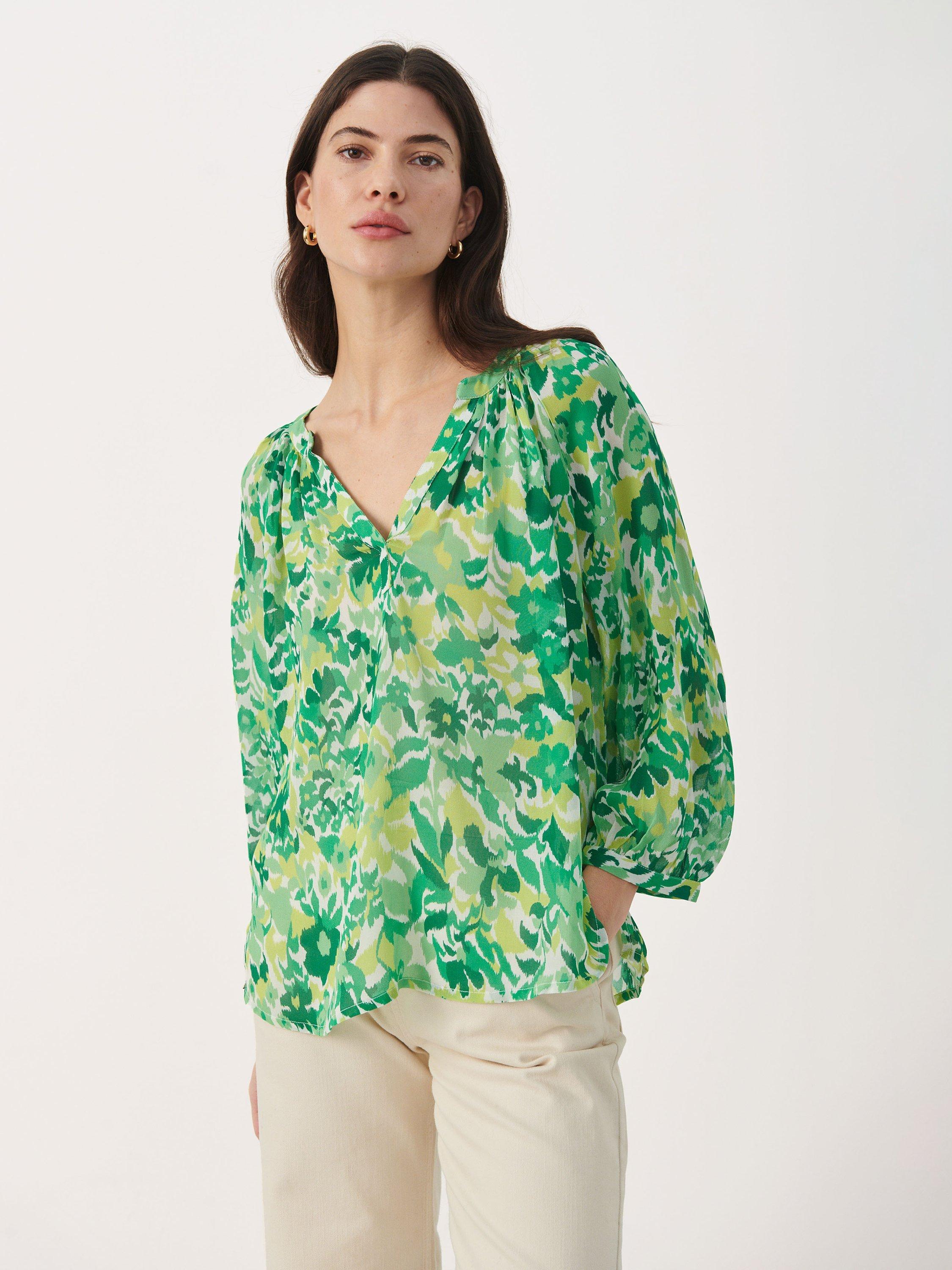 Product image 1 of 7, which shows Part Two Erdonae Floral Blouse, Green, 8
