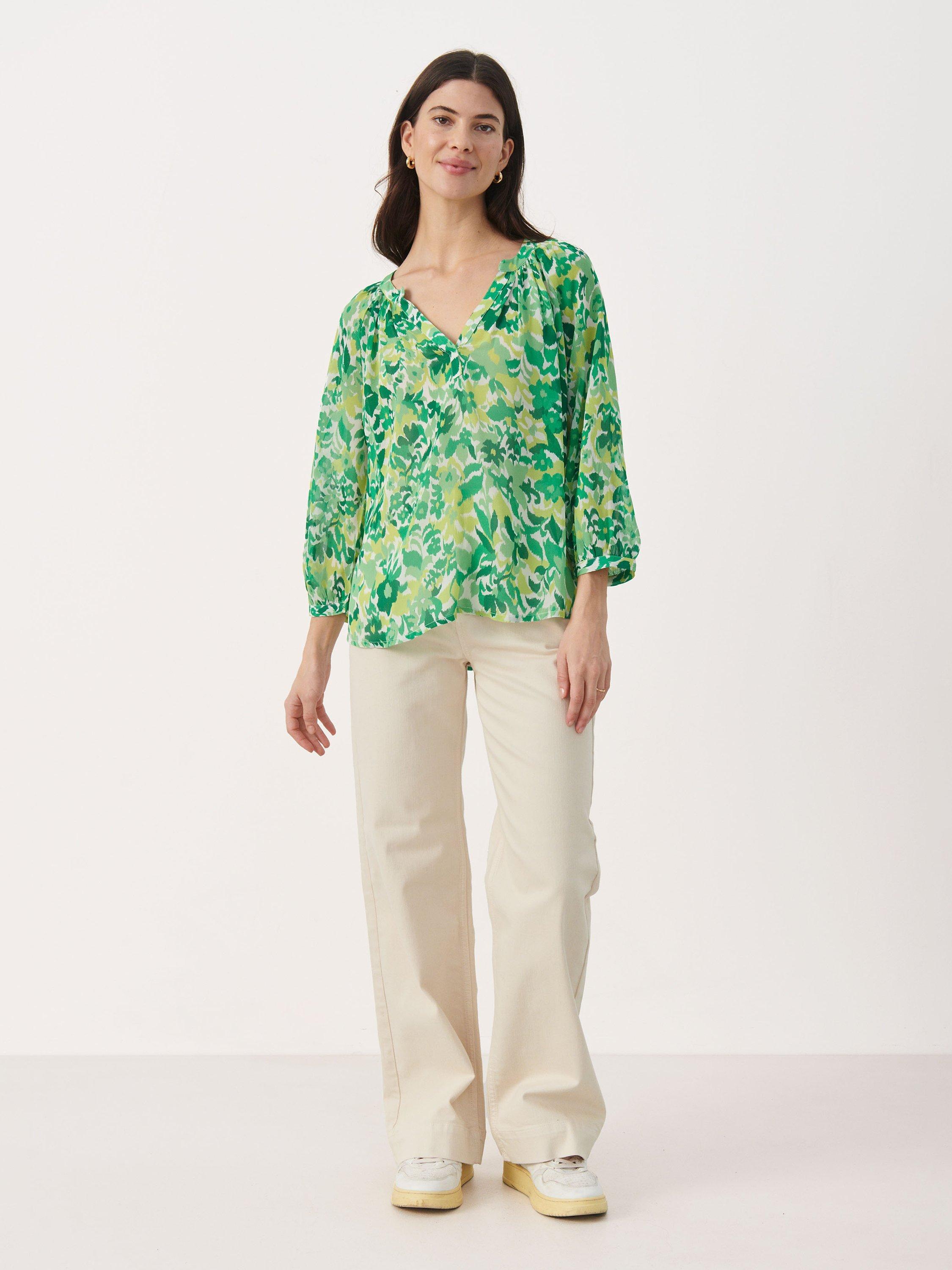 Product image 3 of 7, which shows Part Two Erdonae Floral Blouse, Green, 8
