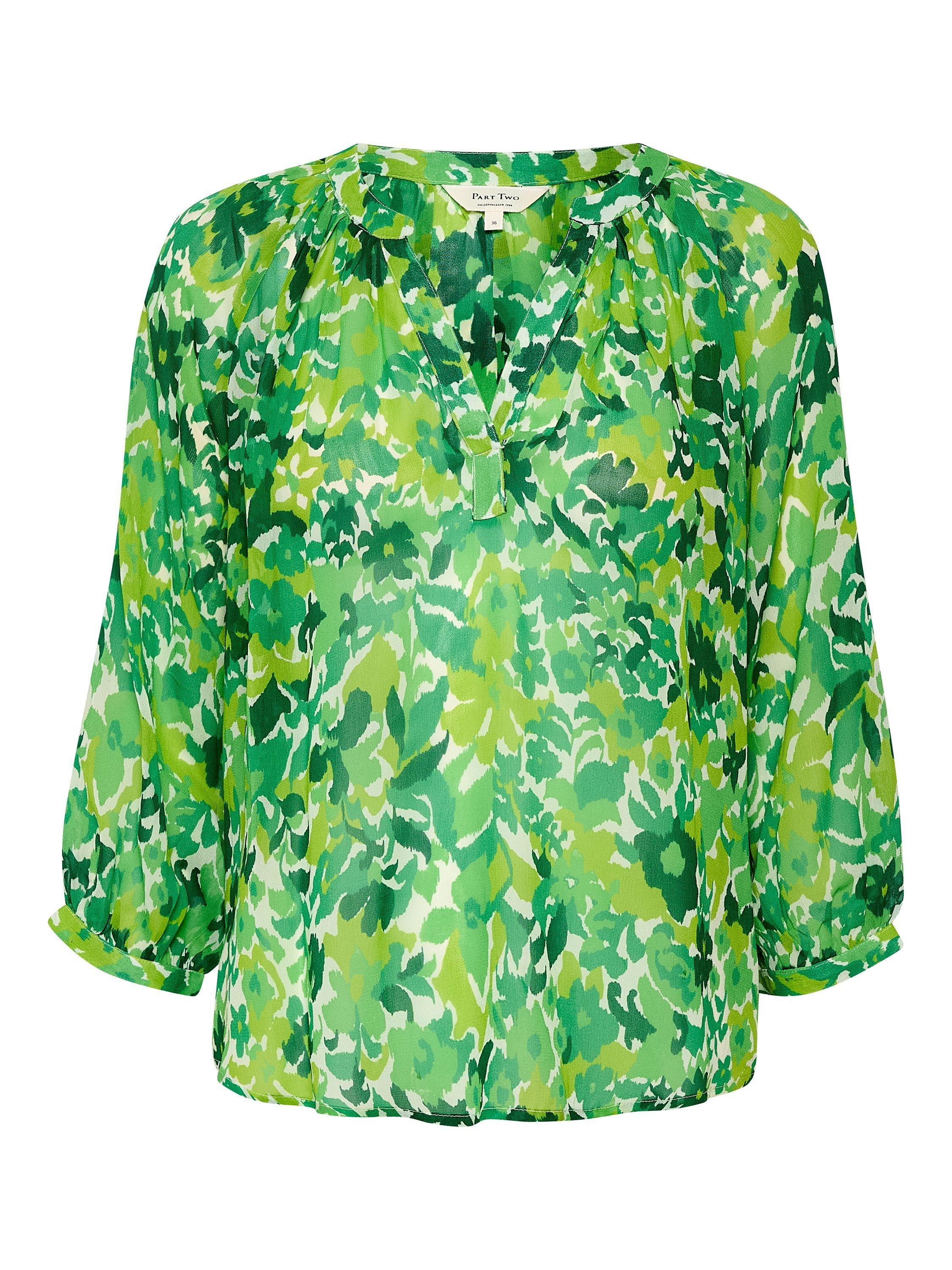 Product image 6 of 7, which shows Part Two Erdonae Floral Blouse, Green, 8