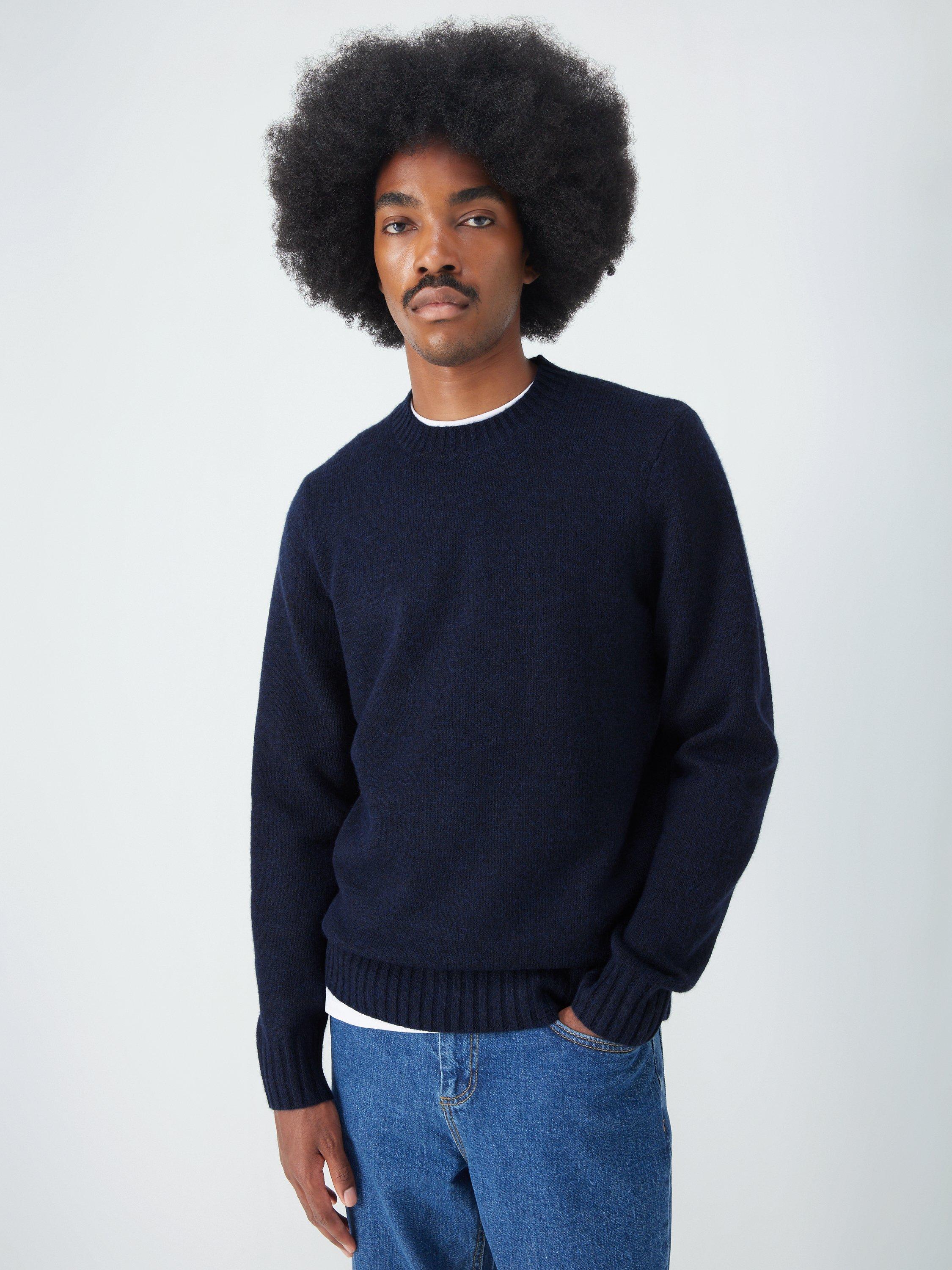 John Lewis ANYDAY Recycled Polyester with Wool Crew Neck Jumper, Navy