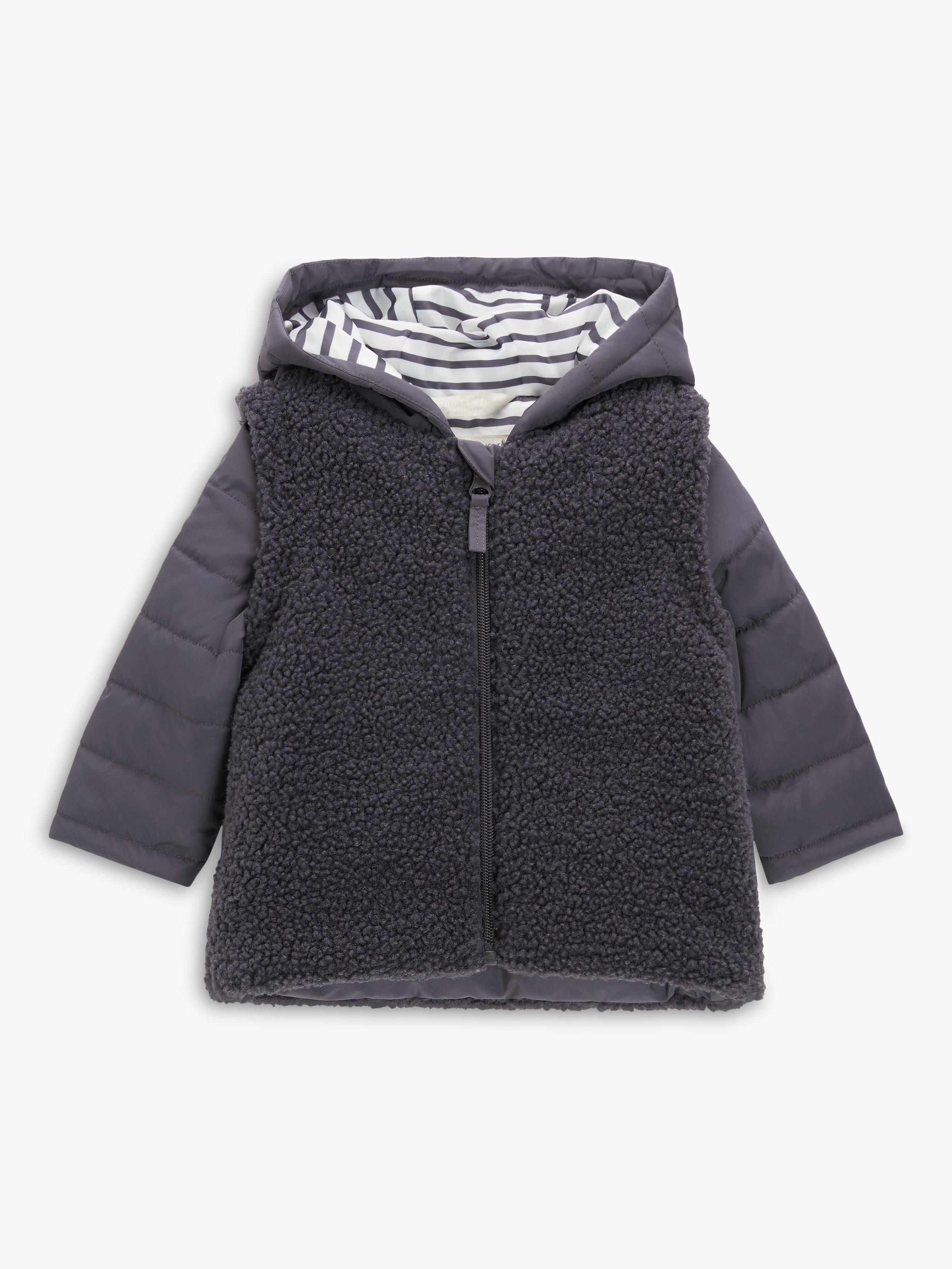 John Lewis Baby Convertible Borg Jacket, Charcoal