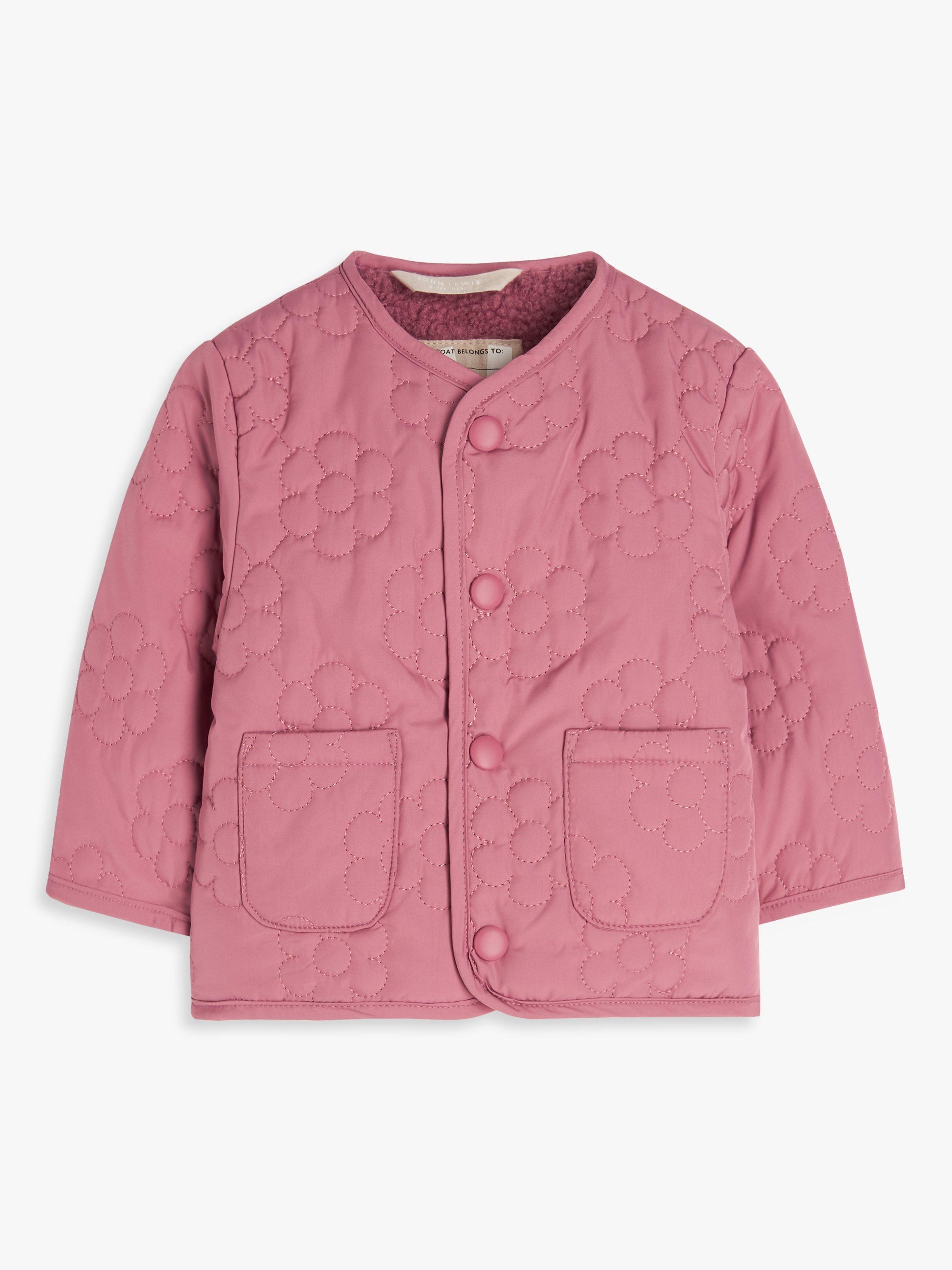 John Lewis Baby Floral Quilted Jacket, Pink