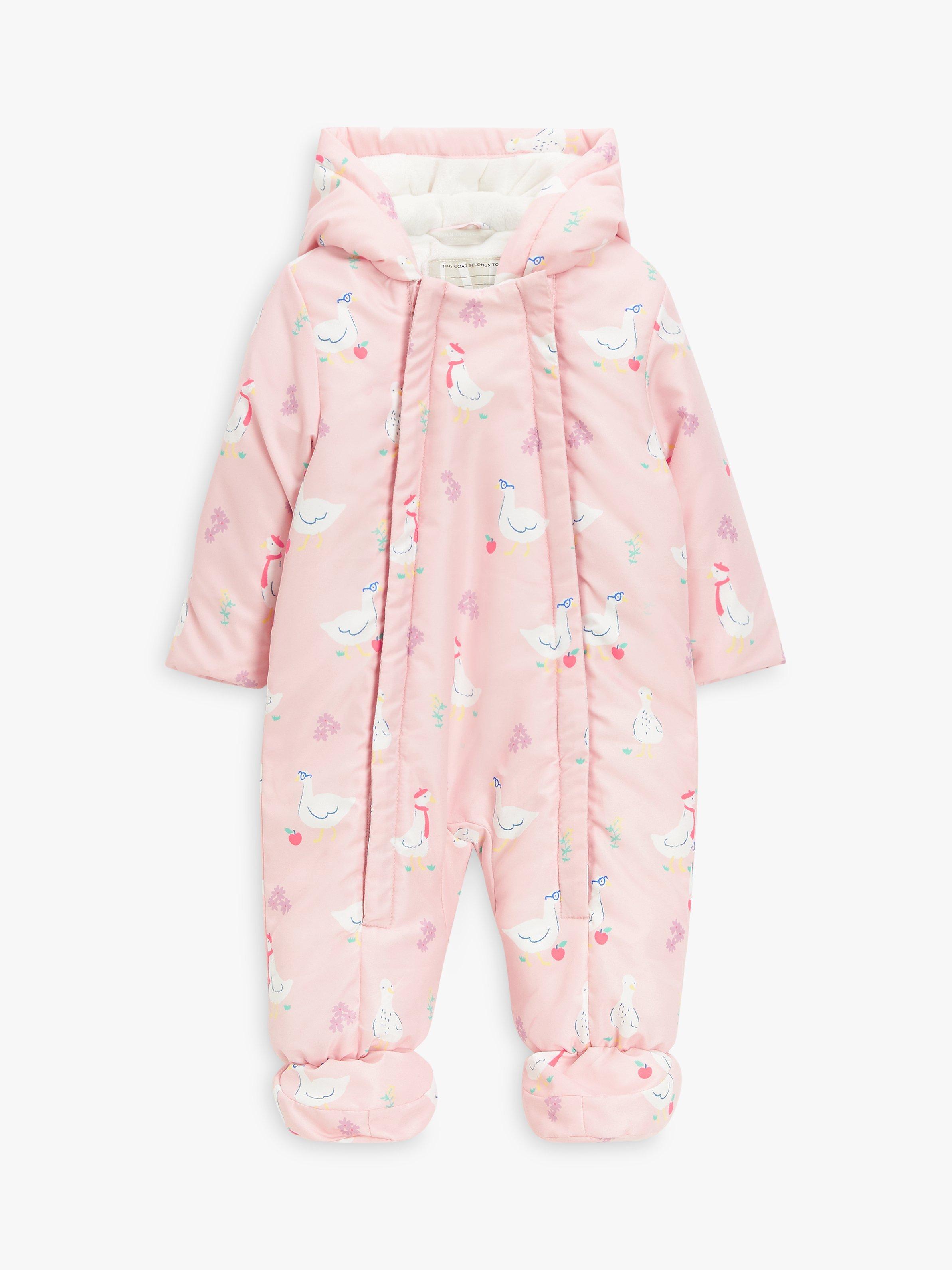 John Lewis Baby Duck Shower Resistant Snowsuit, Pink/Multi