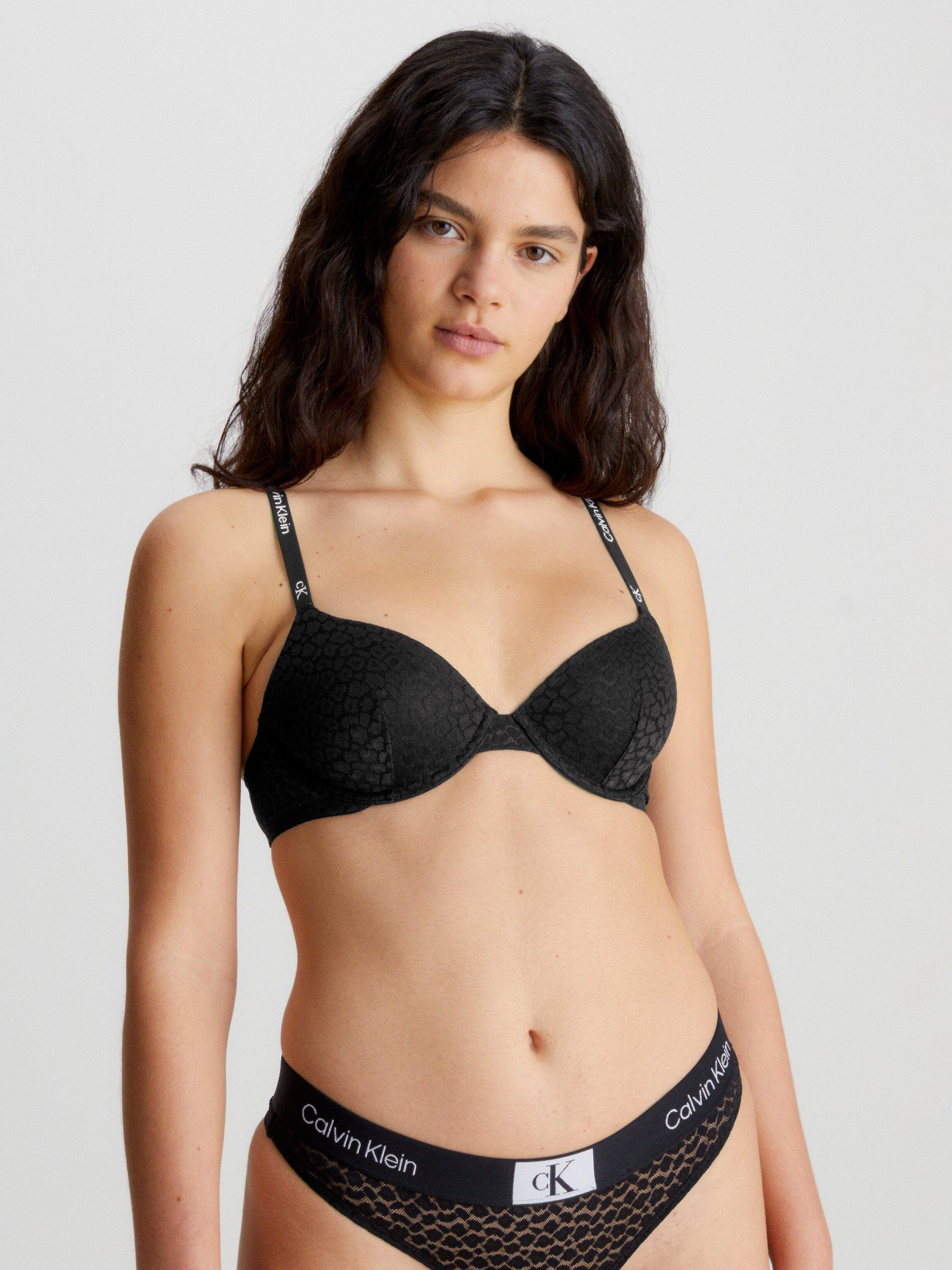 Calvin Klein 1996 Animal Lace Demi Bra, Black