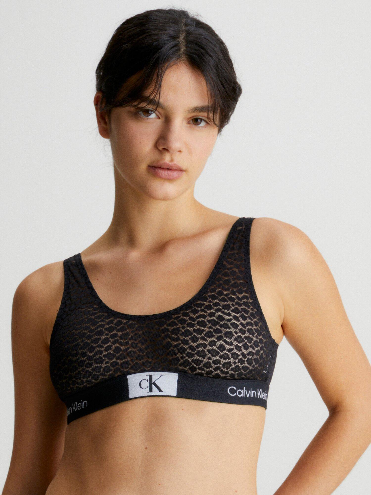 Calvin Klein 1996 Animal Lace Bralette, Black