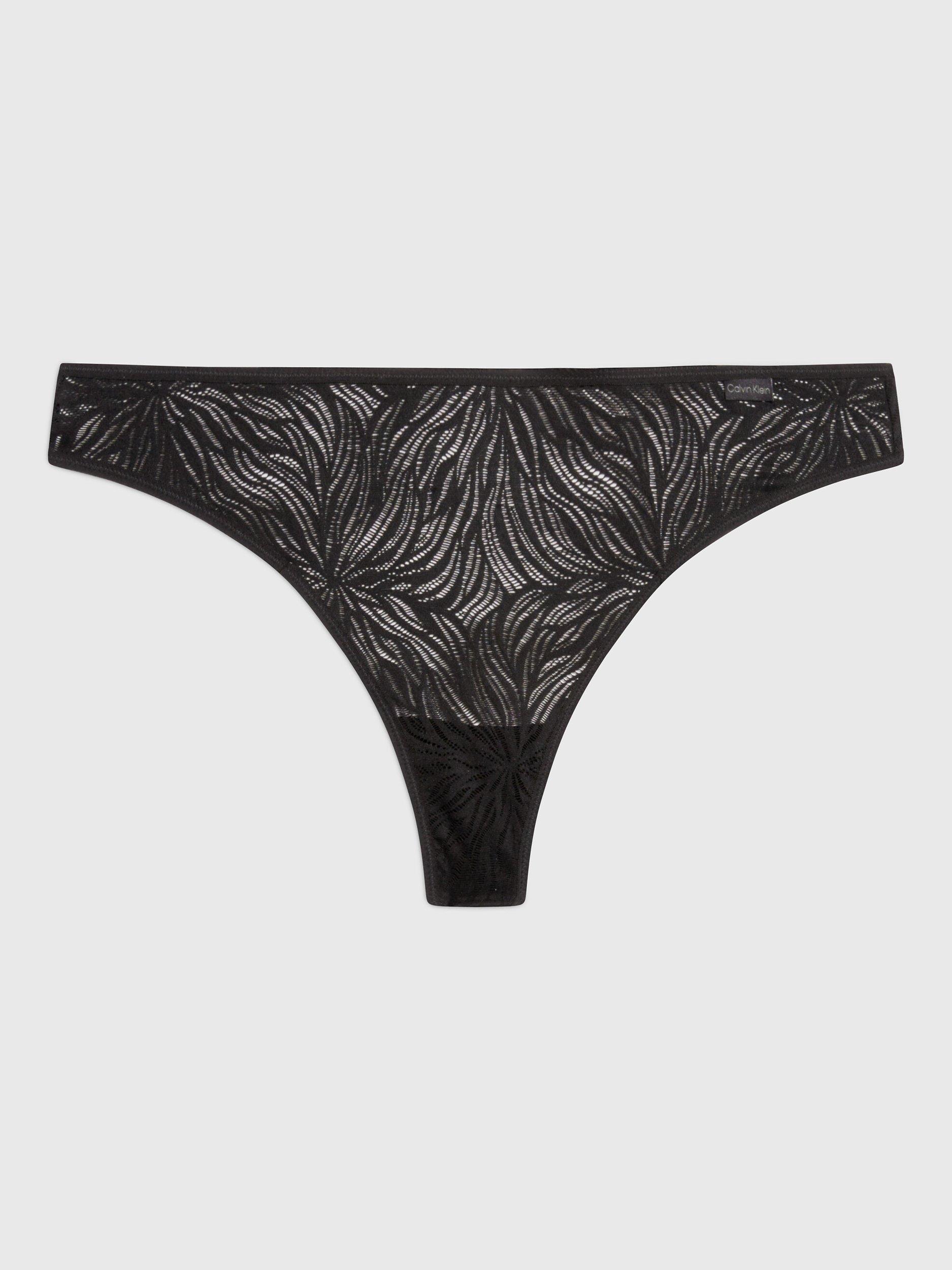 Product image 5 of 5, which shows Calvin Klein Sheer Lace Thong, Black, XS
