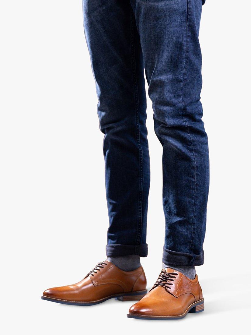 Product image 5 of 5, which shows Hush Puppies Damien Leather Derby Shoes, Tan, 6