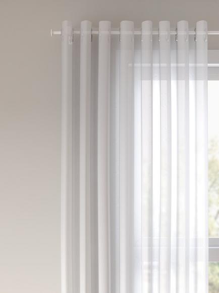 John Lewis Eyelet Voile Panel, White, White
