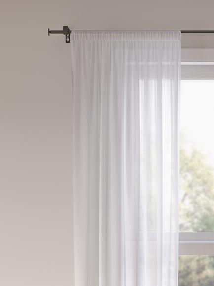 John Lewis Slot Top Voile Panel, White, White