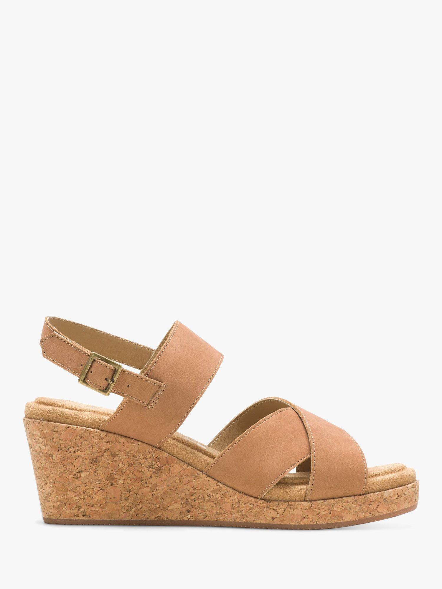 Hush Puppies Willow Suede Strap Wedge Heel Mules, Tan