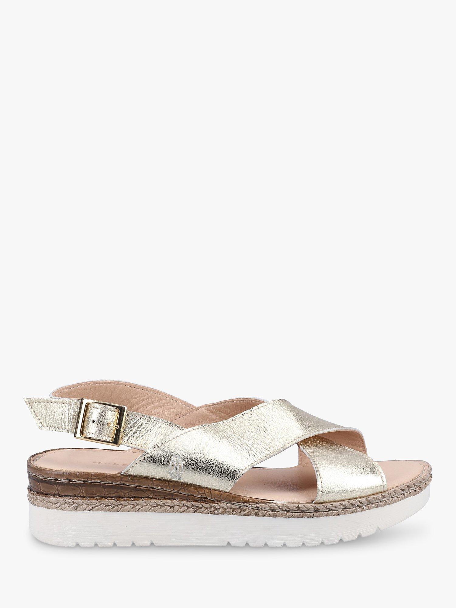 Hush Puppies Saphira Cross Strap Leather Sandals, Gold