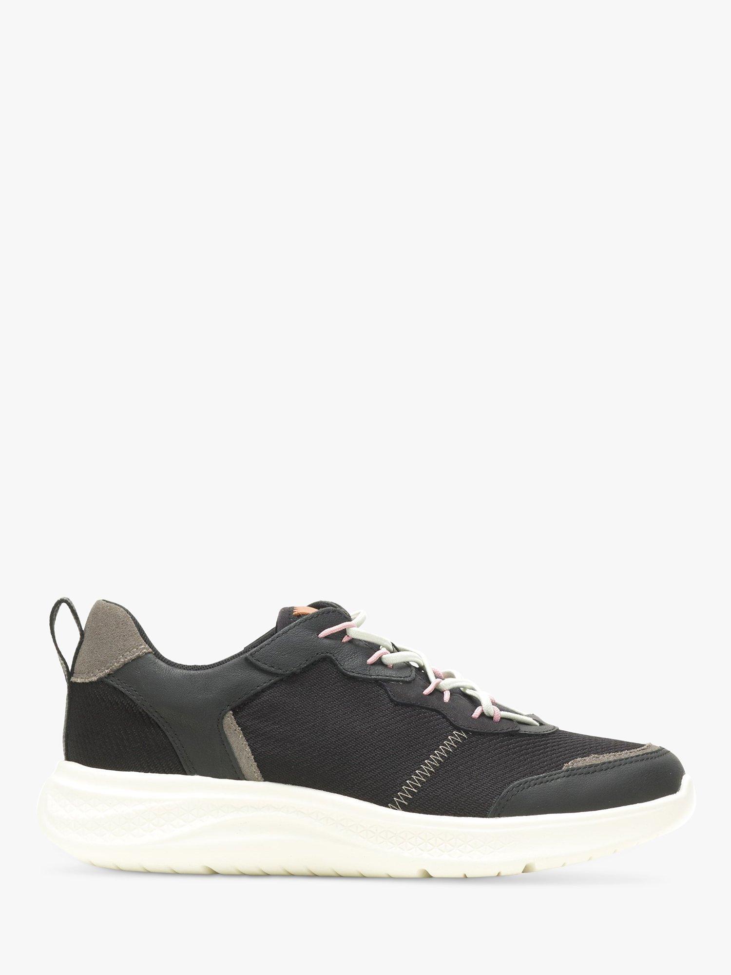 Hush Puppies Elevate Bungee Leather Lace Up Trainers, Black