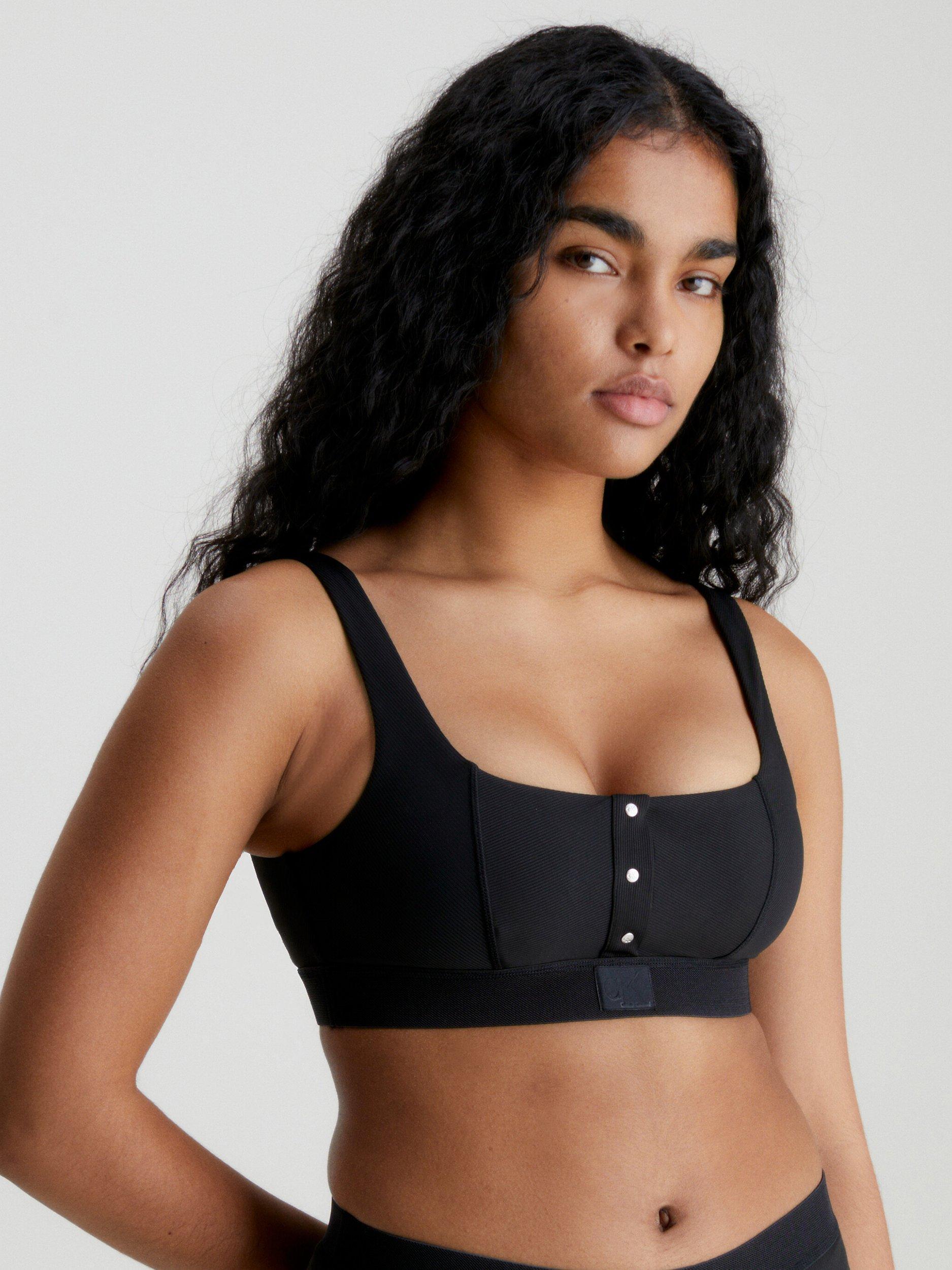 Calvin Klein Monogram Rib Bralette Bikini Top, Black