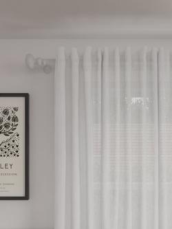 John Lewis Embroidered Edge Hidden Tab Voile Panel, White, White