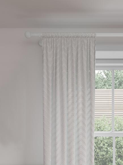 John Lewis Tufted Geometric Voile Panel, White, White