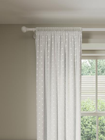 John Lewis Tufted Dot Voile Panel, White, White