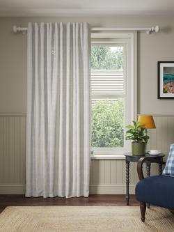 John Lewis Wide Stripe Hidden Tab Voile Panel, Grey