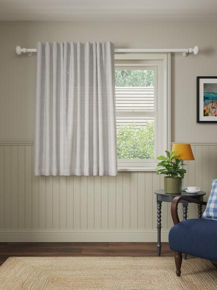 John Lewis Wide Stripe Hidden Tab Voile Panel - view 2, Grey