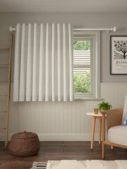 John Lewis Wide Stripe Hidden Tab Voile Panel - view 2, Natural
