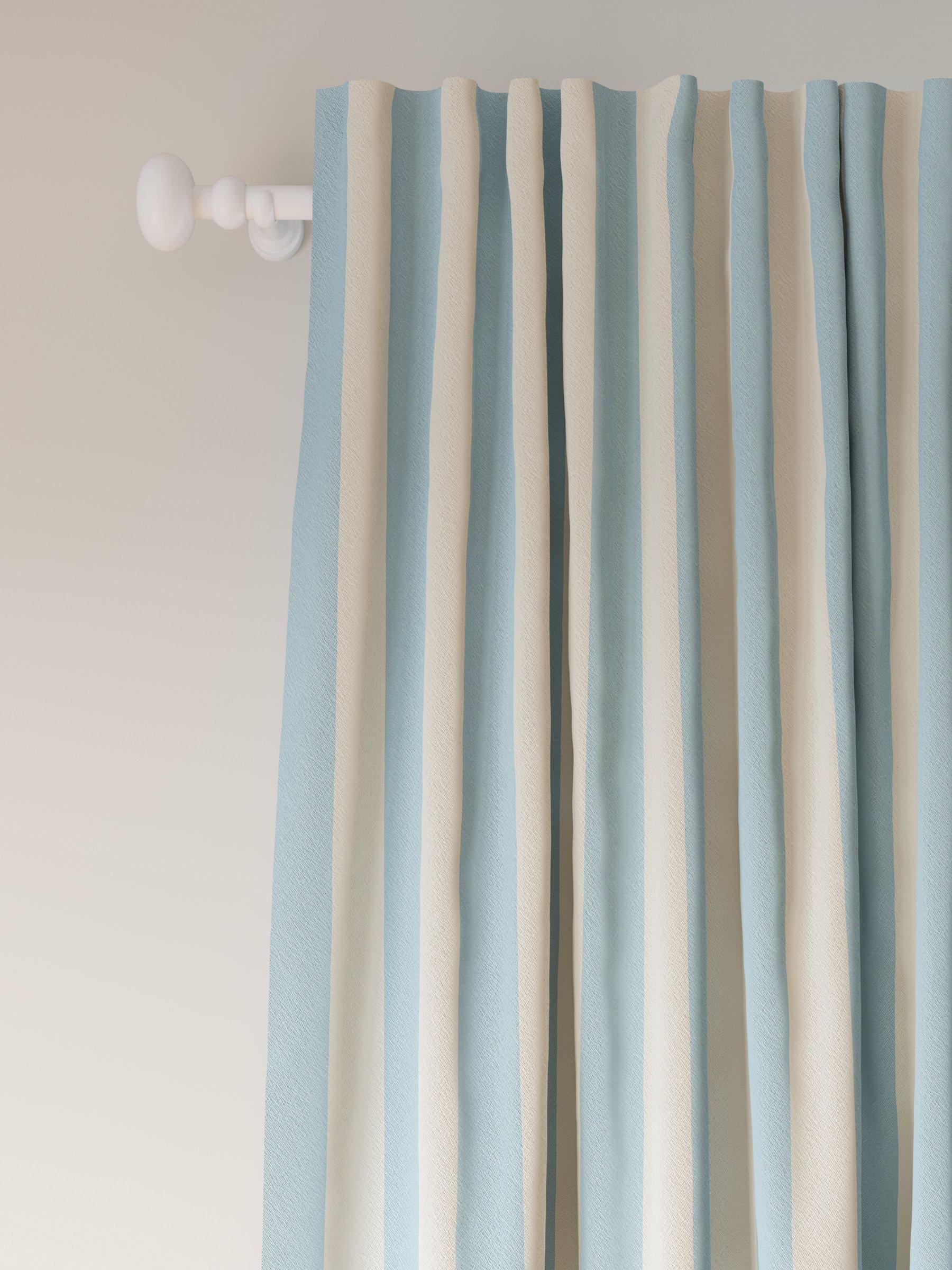 John Lewis ANYDAY Block Stripe Print Pair Dimout/Thermal Lined Multiway Curtains, Celeste Blue