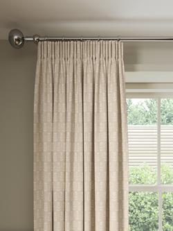 John Lewis Cora Print Pair Lined Pencil Pleat Curtains, Putty, Putty