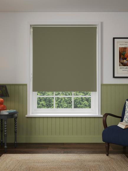 John Lewis Linen Mix Blackout/Thermal Roller Blind, Avocado